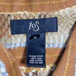 IOS XL Linen Snake Print Button Down Shirt Top Blouse Brown Photo 2