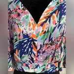 Women’s Tiffany & Tomato Crop Back Tie Blouse 3/4 Sleeve Top V Neck Sz L NWT Size L Photo 3