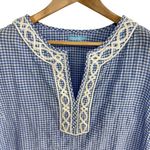 J McLaughlin Rhett Blue Gingham Embroidered Short Sleeve Cotton Dress Size Large Photo 3