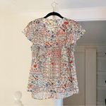Anthropologie Let Me Be / Bandana Buttondown Blouse White/Red Size 6 Retail $98 Photo 8
