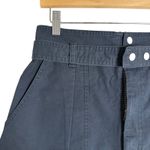 Isabel Marant Kalosco Belted Cotton Pleated High Waisted Shorts Midnight Small Photo 5