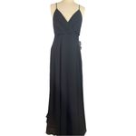 Birdy Grey  Sweetheart V-Neckline Floor Length Chiffon Dress Black  (Kaia) L NWT Photo 2