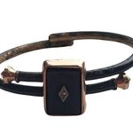 Antique 1879 Victorian Gold Filled Mourning Bracelet with Real Center Diamond Black Photo 7