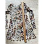 Lavender Brown  Abstract Watercolor Print Long Sleeve Knit Swing Dress‎ size S Photo 3