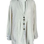 Free People  Large Bohemian All About The Feels Gauze Button Down Shirt Ivory Photo 2