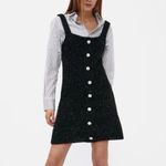 ZARA Tweed Mini Dress Eyelash Metallic Knit Jewel Button Blogger favorite Photo 10