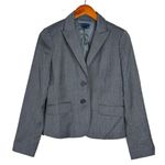J.Crew Super 120s Pinstripe Blazer Coat LongSleeve Single Breasted 6 Grey Blue Photo 1
