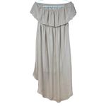 Mad Madele Large cinched waist beige Flowy sleeveless high low dress Gray Photo 2