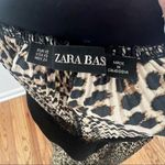 ZARA Pleated Leopard Wide Leg Velvet Waistband Culotte Trousers Photo 6