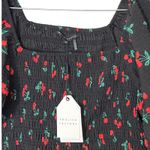 English Factory Black Cherry Print Smocked Mini Dress Medium NWT Photo 2