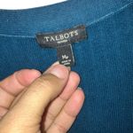 Talbots  petites blue ribbed gold button accents long sleeve sweater MP Photo 1