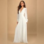 Lulus Talk About Divine White Long Sleeve Backless Maxi Dress Size M Size M Photo 1