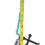 Boho Turquoise Beaded Cross Necklace w/ Suede Tassel & Charms Western Style Brown Photo 3