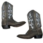 Justin Boots Justin Brown SIlver Leather Western Cowboy Boots Men's sz 7.5 D Women's size 9.5 Photo 4