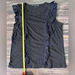 Veronica Beard  Pima Cotton Short Sleeve Ruffle Crew Neck Tee Shirt‎ Black Medium Photo 10