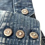 White House | Black Market WHBM Ruffle Feminine Bedazzled cropped denim jacket Photo 8