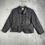 Leslie Fay  Blazer Womens‎ 16 Black Metallic Jacquard Vintage 80s 90s Evening Photo 1