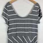Tommy Bahama  Jersey Maxi‎ Dress Large Gray Stripe Side Slit Knit Casual Long Photo 1