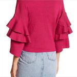 Elodie Soft Triple Ruffled Sleeve Sweater Top size M fushia Photo 2