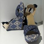 Theodora & Callum by Stuart Weitzman Biarritz Blue Aztec Espadrille Wedges Sz 10 Photo 8