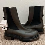 ZARA  Chelsea brown leather ankle boots lug sole NWT Photo 1