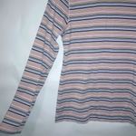Quest L Pink Tan Blue Striped Nylon Stretch Top Size L Photo 1