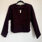 Madewell NWT  Val Waffle-Knit Relaxed V-Neck Top in Deep Purple Photo 0