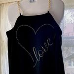 Black Shoulder I love you Blouse with Chain Straps Size M Photo 0