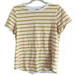 Old Navy size, large, short sleeve, yellow, and white striped top Photo 0