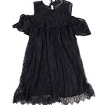 Foxiedox Anthropologie  Dress Women Small Black‎ Babette Lace Cold Shoulder Mini Photo 1