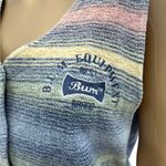 Vintage B.U.M Equipment Tie Back Button Up Vest with distressed flaws Sz Medium Blue Photo 2