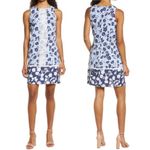 Eliza J NWT  Mini Dress Size 4 Lace Trim Floral Blue & White Coastal Shift NEW Photo 14
