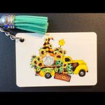 Gnome, Yellow Sunflowers, Truck, Keychain With Green Tassel Photo 1