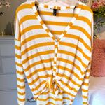 Forever 21 Sweater Marigold Stripe Cardigan Tie Knot Lightweight Womens Oversize Small Photo 5