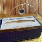 Brilliance Blue Heart Charm Bangle Bracelet W/ Swarovski Crystals Photo 5