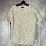 The Limited  Cream Textured Tweed Fringe Sweater Shirt | Size Medium Photo 0