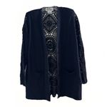 Bob Mackie Rare   Black Crochet Sleeve Longline Cardigan Orginal Line Jacket M Photo 3