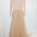 Blush Long Sleeve Tulle Formal Gown Photo 0