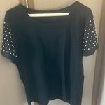 INC  Black Pearl-Embellished Women's Top large Photo 0