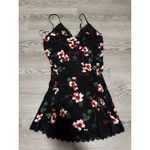 Giuliana Romanno Black Floral Lace Trim Cami Mini Dress Lingerie Cute Size XL Photo 3