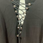 Very J  rayon black mini dress sleeveless lace up front keyhole back shift dress Photo 5