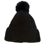 Steve Madden  beanie knit faux fur pom women's hat black Photo 3