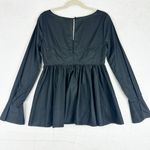 Cinq à Sept Cinq a Sept Arabella Top Size Medium Black Boned Bodice Cotton Peplum Photo 1