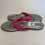 Lands' End Women’s Sandals Size 8B Silver Pink Polka Dot Thong Flip Flop Photo 5