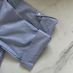 Madewell Button Front Gathered Mini Dress Striped Blue White Poplin Cotton Small Photo 9