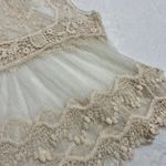 Sans Souci  Sleeveless Scoop Neck Sheer Mesh Tank Size S Crochet Trim Boho Casual Photo 5