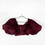 Aje. NEW Sylvia Cotton Poplin Puff Short Sleeve Corset Crop Top Chestnut Red 0 Photo 3