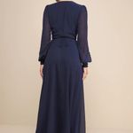 Lulus NWOT  My Whole Heart Dark Navy Blue Long Sleeve Wrap Dress Maxi Size 1X Photo 3