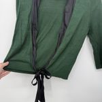DKNY Black Label Green Lightweight Silk Trim Tie Cardigan 3/4 Sleeve Designer S Photo 5