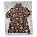 Peruvian Connection  Floral Turtle Neck Long Sleeve Top Black Pink Yellow Medium‎ Photo 1